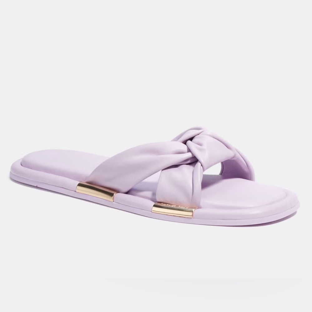 COACH BROOKLYN Violet Purple Leather Slides Sandals